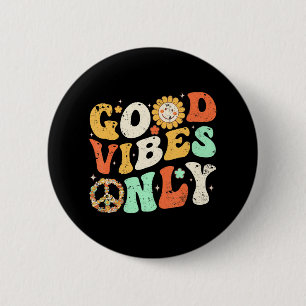 Badge Rond 5 Cm GOOD VIBES SEULEMENT LA PAIX AMOUR 60s les années