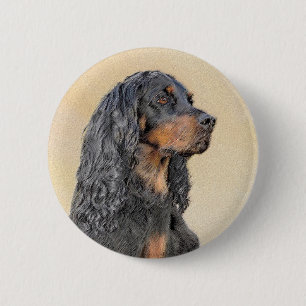 Badge Rond 5 Cm Gordon Setter Peinture - Joli art original chien