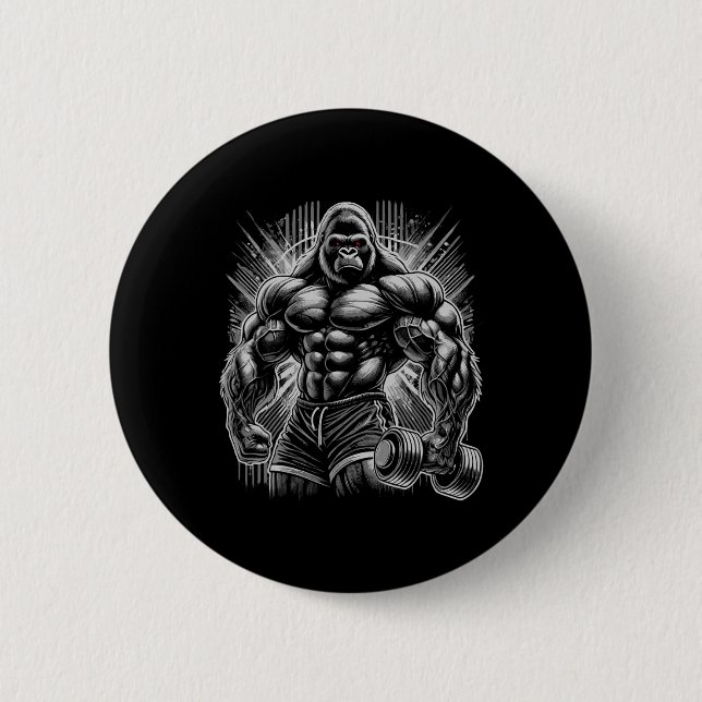 Badge Rond 5 Cm Gorilla Monkey Gym Wear Bodybuilding Workout Motiv (Devant)