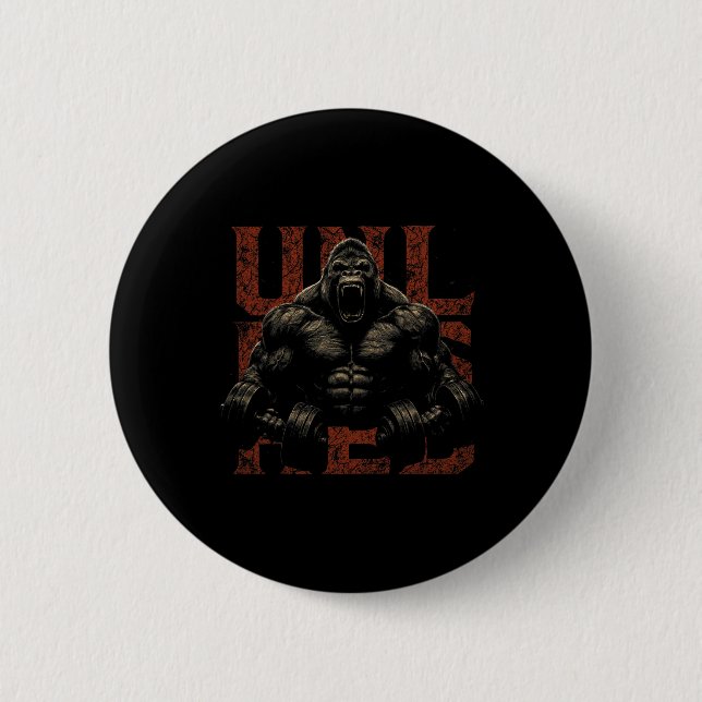 Badge Rond 5 Cm Gorilla Monkey Gym Wear Bodybuilding Workout Motiv (Devant)