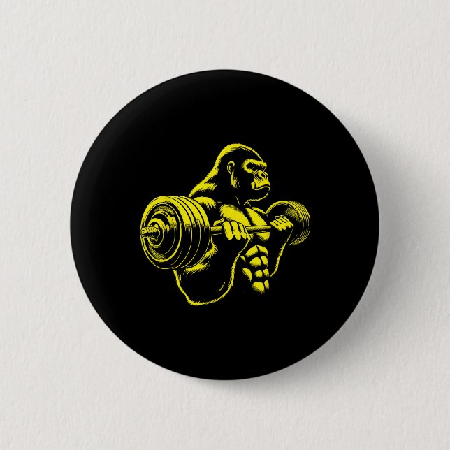 Badge Rond 5 Cm Gorilla Monkey Gym Weight Lifting Bodybuilding Wor (Devant)