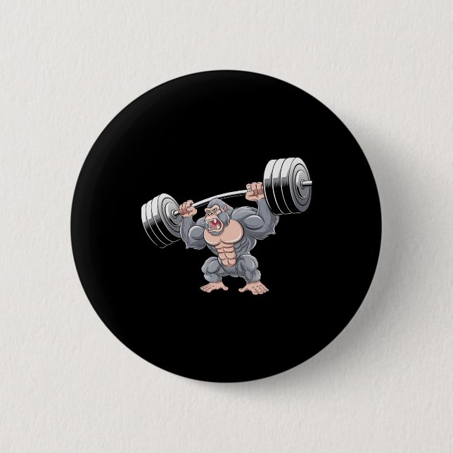 Badge Rond 5 Cm Gorilla Weightlifting Fitness Gym Training Bodybui (Devant)