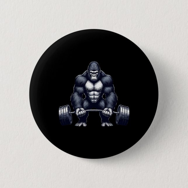 Badge Rond 5 Cm Gorilla Weightlifting Fitness Gym Training Bodybui (Devant)