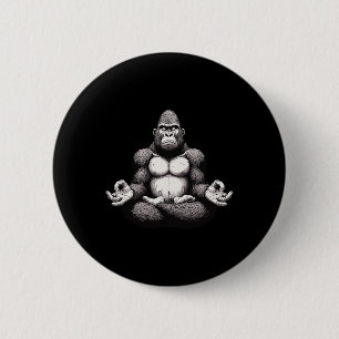 Badge Rond 5 Cm Gorille de méditation Pose de yoga Animal relaxant