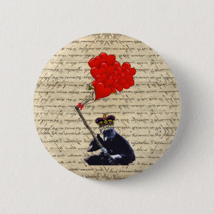 Badge Rond 5 Cm Gorille et ballons cardiaques