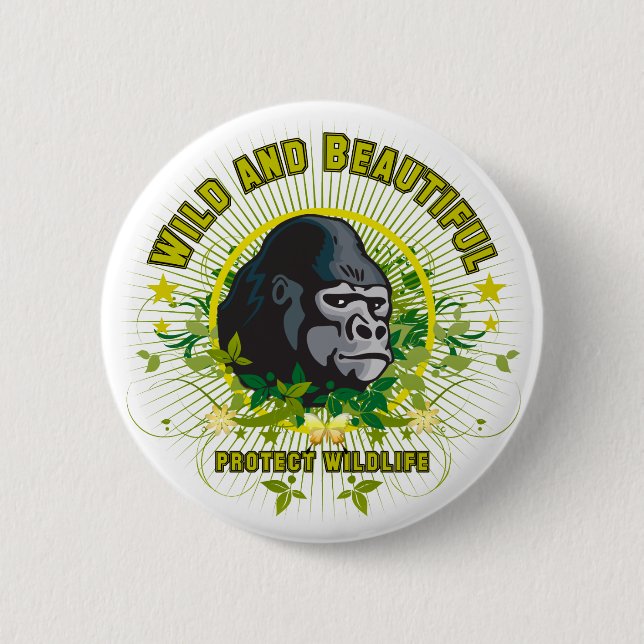 Badge Rond 5 Cm Gorille sauvage et beau (Devant)