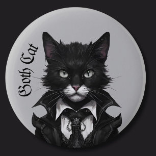 Badge Rond 5 Cm Goth cat Gothic grunge gothique Witchy