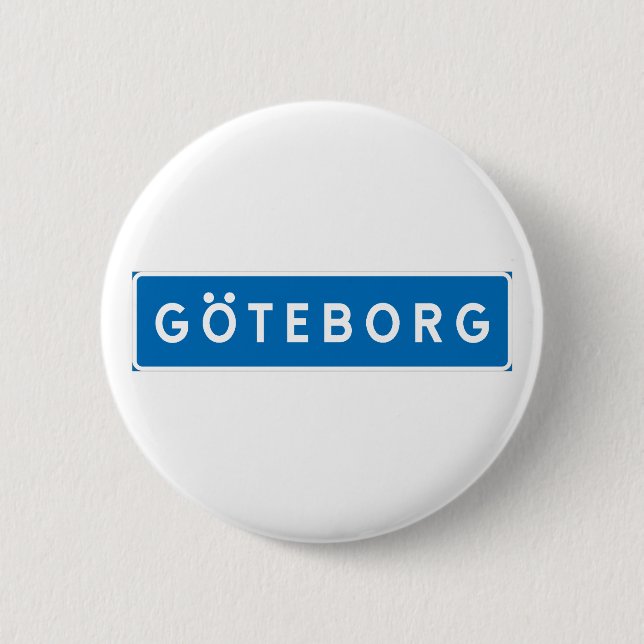 Badge Rond 5 Cm Gothenburg, panneau routier suédois (Devant)