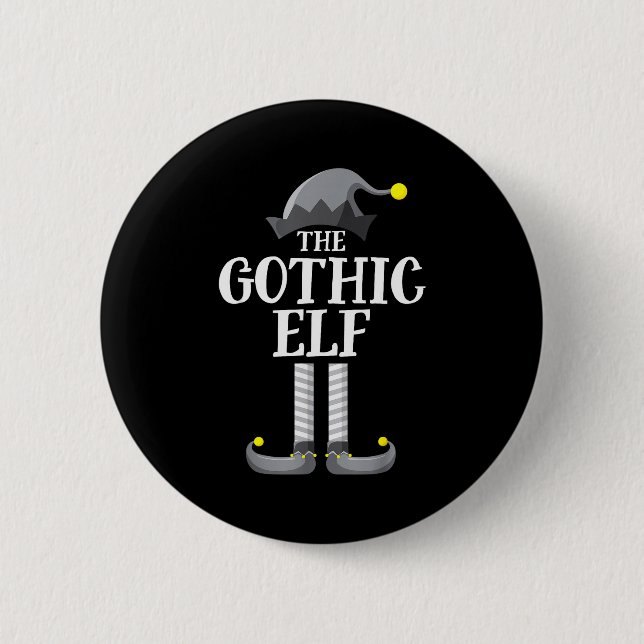 Badge Rond 5 Cm Gothic Black Elf Matching Family Group Christmas P (Devant)