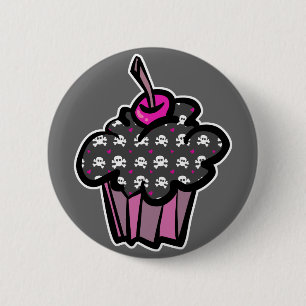 Badge Rond 5 Cm gothique crâne os croisés cupcake