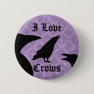 Badge Rond 5 Cm Gothique I Love Crows noir et violet