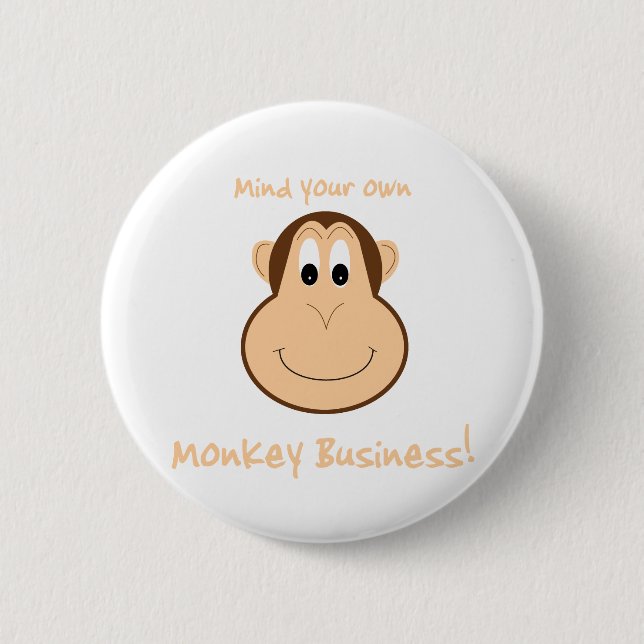 Badge Rond 5 Cm Goupille adorable de singe (Devant)