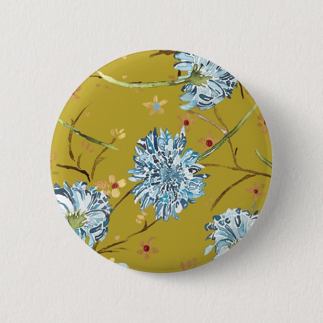 Badge Rond 5 Cm Goupille de chrysanthèmes (Devant)