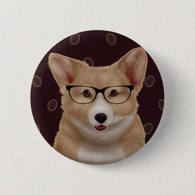 Badge Rond 5 Cm Goupille de corgi (Devant)
