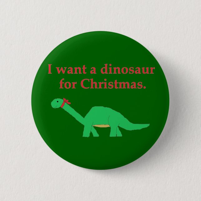 Badge Rond 5 Cm Goupille de dinosaure de Noël (Devant)