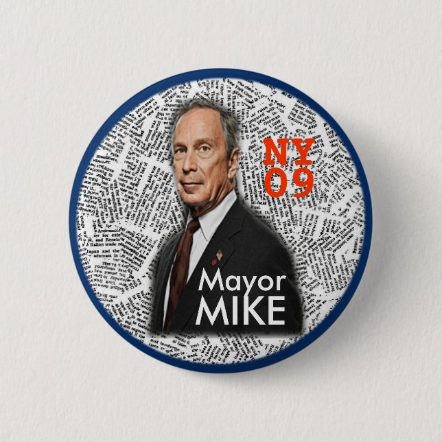 Badge Rond 5 Cm Goupille de maire MIKE de 2009 NY (Devant)