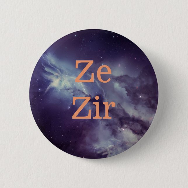 Badge Rond 5 Cm Goupille de pronom de Ze Zir (Devant)