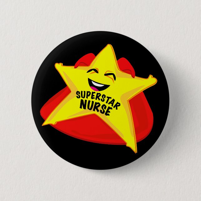 Badge Rond 5 Cm goupille drôle d'infirmière de superstar (Devant)