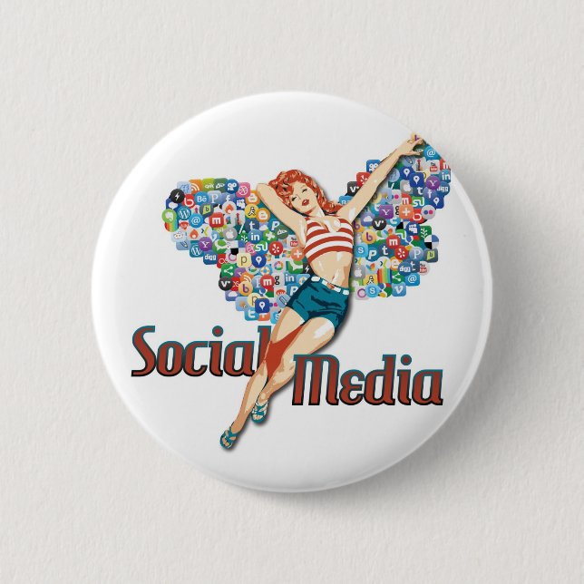 Badge Rond 5 Cm Goupille- sociale de fée de médias (Devant)