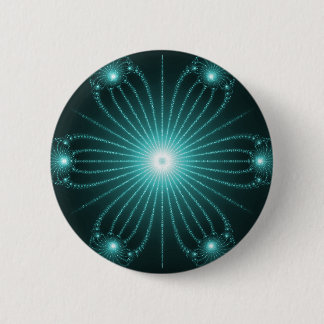 Badge Rond 5 Cm Goupille turquoise de bouton de fleur de fractale