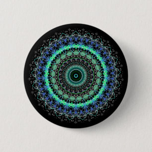 Badge Rond 5 Cm Goupille verte vivante de bouton de kaléidoscope