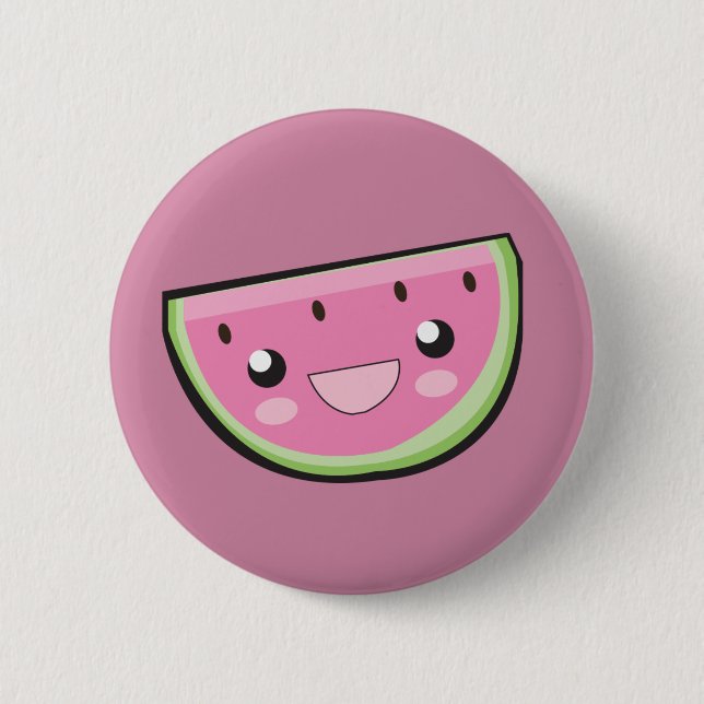 Badge Rond 5 Cm Goupilles de Kawaii : Pastèque (Devant)