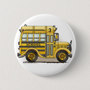 Badge Rond 5 Cm Goupilles de Schoolbus
