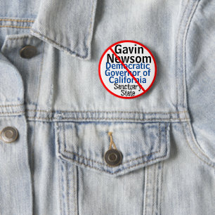 Badge Rond 5 Cm Gouverneur Démocrate Gavin Newsom Sanctuaire CA
