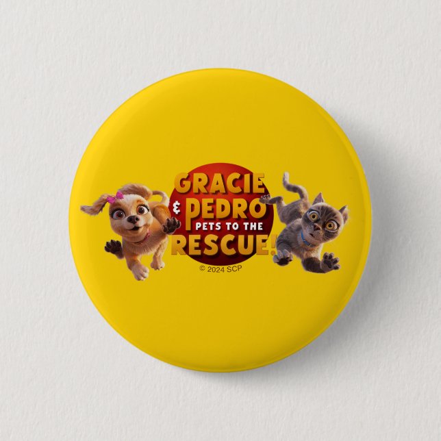 Badge Rond 5 Cm Gracie & Pedro Adventure Attend (Devant)