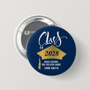 Badge Rond 5 Cm Grad minimaliste or Casquette élégant Script Grad