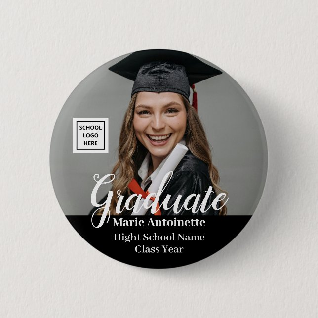 Badge Rond 5 Cm Graduate Photo School Logo Modern Graduation (Devant)
