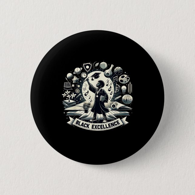 Badge Rond 5 Cm Graduation d'excellence noire Mois de l'histoire n (Devant)