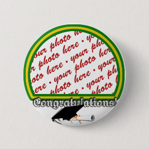 Badge Rond 5 Cm Graduation School Colors Green & Gold Frame