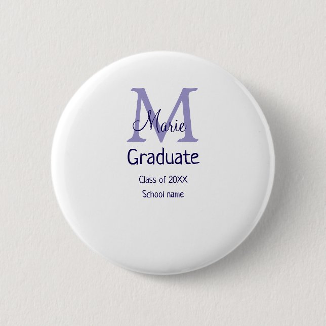 Badge Rond 5 Cm Gradué ajouter nom monogramme violet simple m mini (Devant)