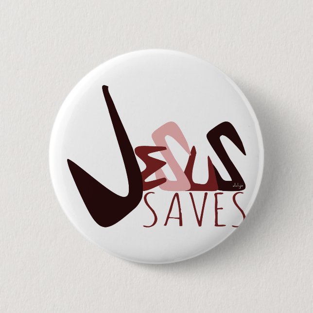Badge Rond 5 Cm GRAFFITI JÉSUS ÉPARGNE en rouge (Devant)