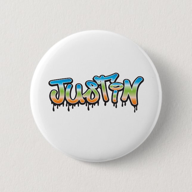 Badge Rond 5 Cm Graffiti Justin Your Name (Devant)