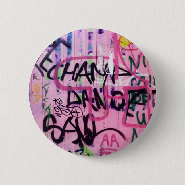 Badge Rond 5 Cm Graffiti rose (Devant)
