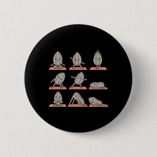 Badge Rond 5 Cm Graine de Tournesol Faisant du Yoga Végétalien Kaw