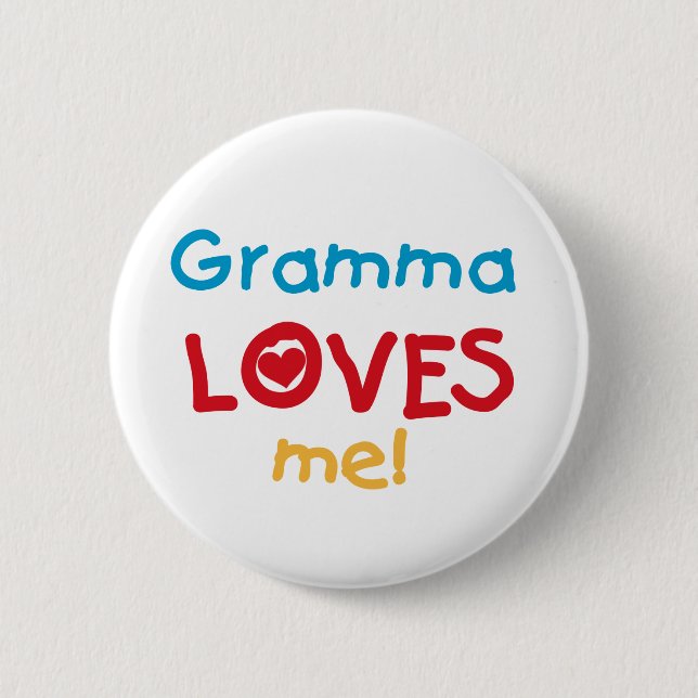 Badge Rond 5 Cm Gramma aime mes t-shirts et cadeaux (Devant)