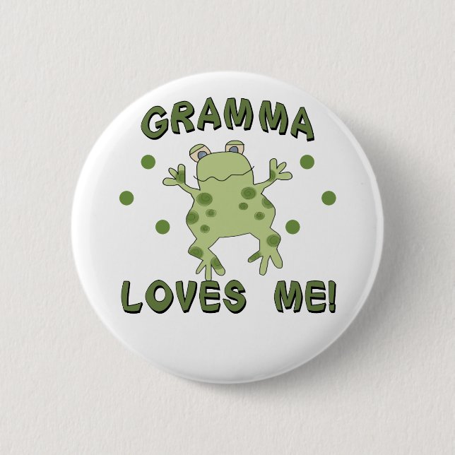Badge Rond 5 Cm Gramma m'aime grenouille (Devant)