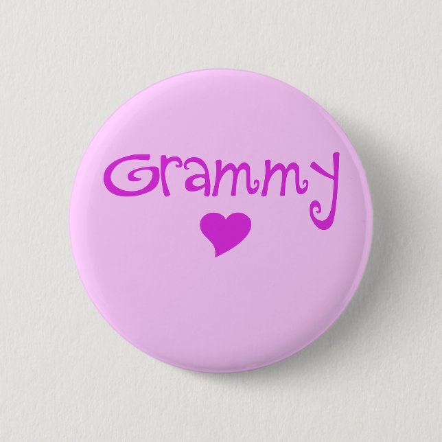 Badge Rond 5 Cm Grammy avec coeur pourpre (Devant)