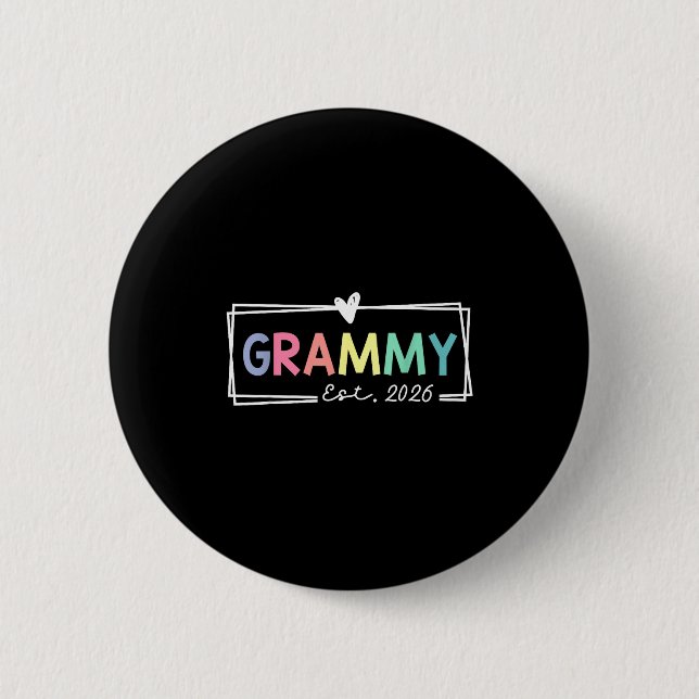 Badge Rond 5 Cm Grammy Est 2026 Promoted To Grandma 2026 For Grand (Devant)