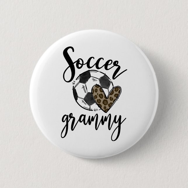 Badge Rond 5 Cm Grammy Léopard Foot Drôle Foot  (Devant)