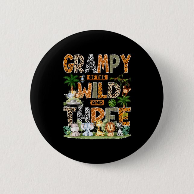 Badge Rond 5 Cm Grampy Of The Wild &amp; Three Zoo 3rd Birthday Sa (Devant)