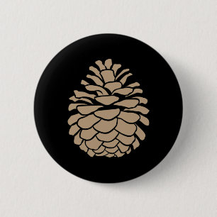 Badge Rond 5 Cm Grand arbre à cônes de pin Pomme de pin Forêt Camp