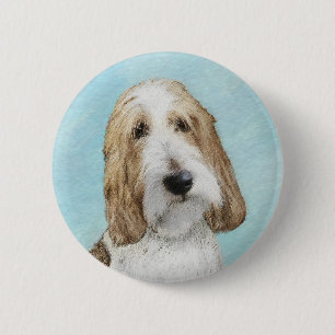 Badge Rond 5 Cm Grand Basset Griffon Vendeen - Art Chien original