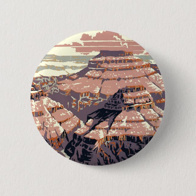 Badge Rond 5 Cm Grand Canyon Western Graphic Art American (Devant)