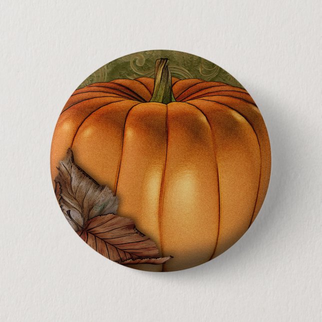 Badge Rond 5 Cm Grand citrouille d'automne (Devant)