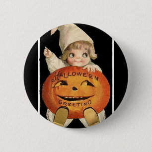 Badge Rond 5 Cm Grand citrouille vintage de Halloween de petite