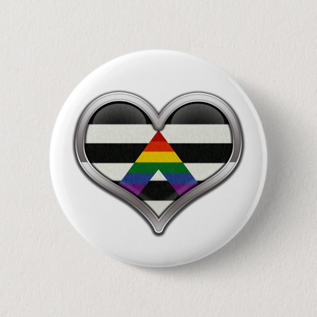 Badge Rond 5 Cm Grand Coeur Chrome dans LGBT Ally Pride couleurs d (Devant)